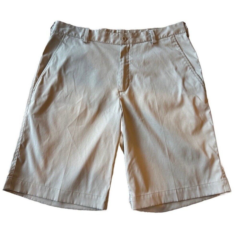 Nike Golf Men's 33 Flat Front Tech Dri Fit Shorts Khaki Beige 330239-235